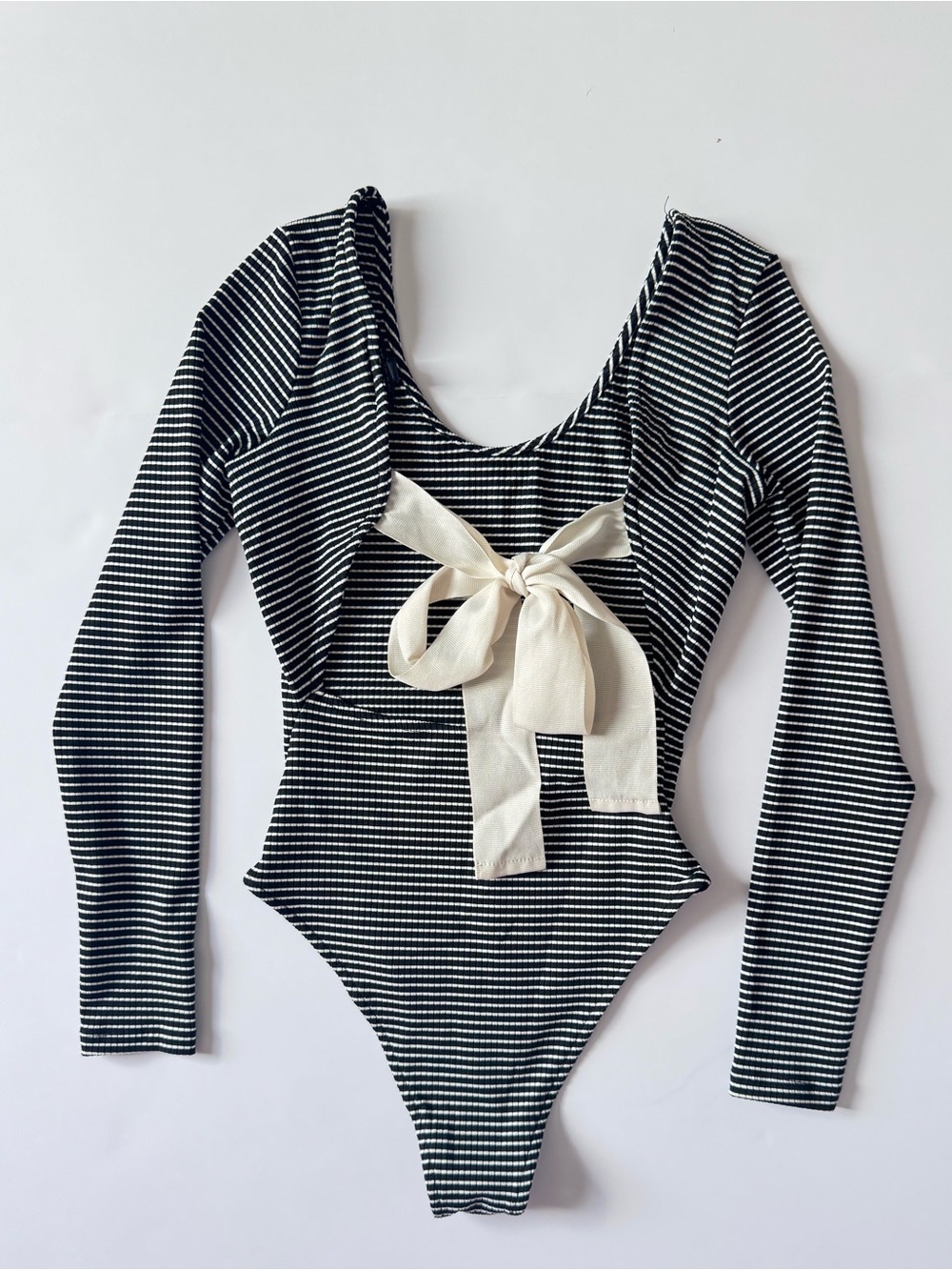 Topshop Black and White Striped Bodysuit
